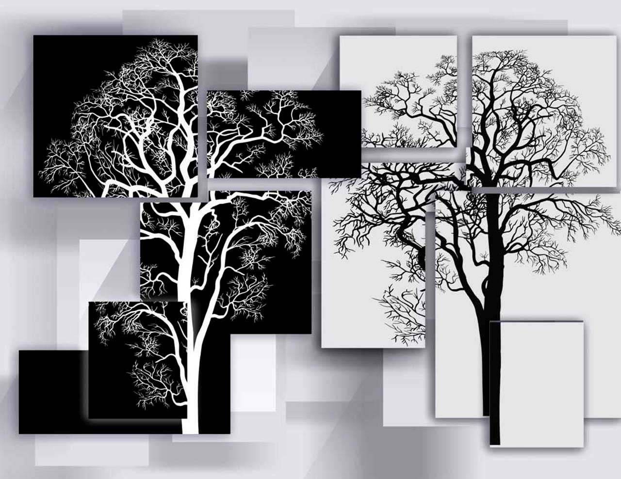 Фотообои Деревья черно белые